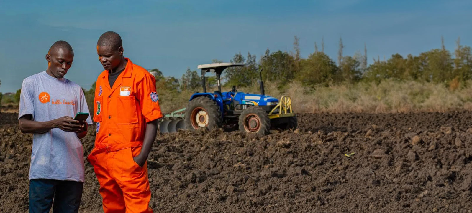 A Hello Tractor rep introduces a farmer to the start-up A Hello Tractor rep introduces a farmer to the start-up