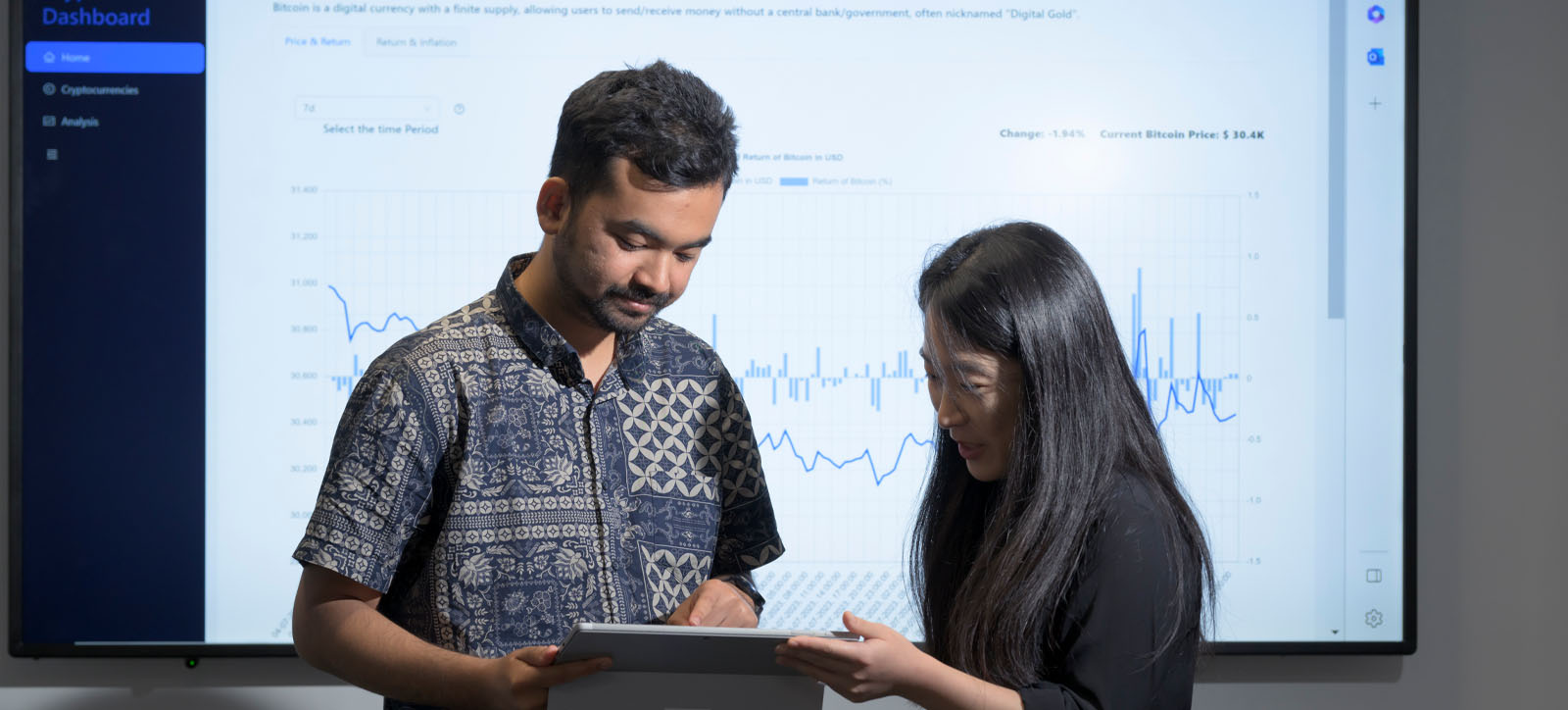 Two researchers explore the Crypto Dashboard at the Gillmore Centre for Financial Technology at Warwick Business School Two researchers explore the Crypto Dashboard at the Gillmore Centre for Financial Technology at Warwick Business School