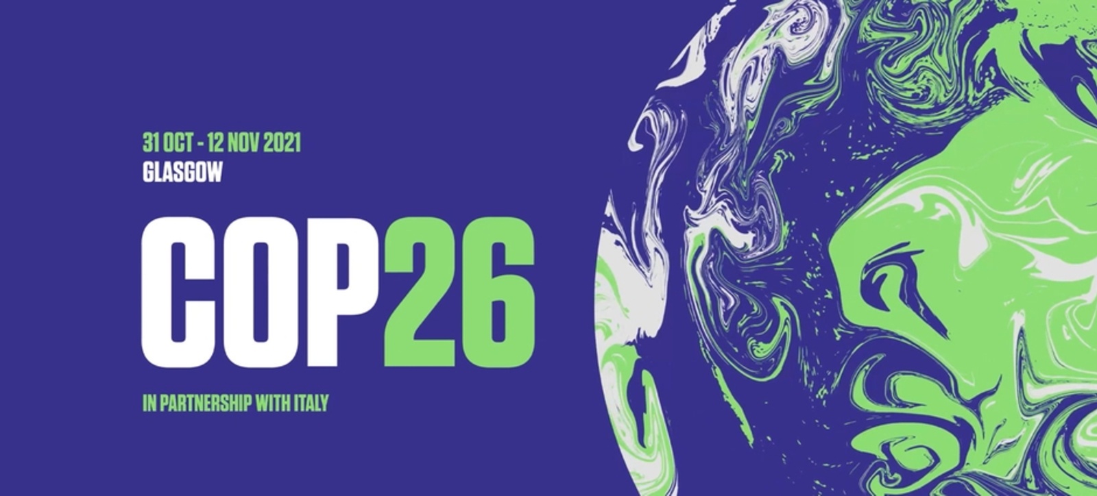 COP26 advertisement banner promoting the 2021 event in Glasgow. COP26 advertisement banner promoting the 2021 event in Glasgow.