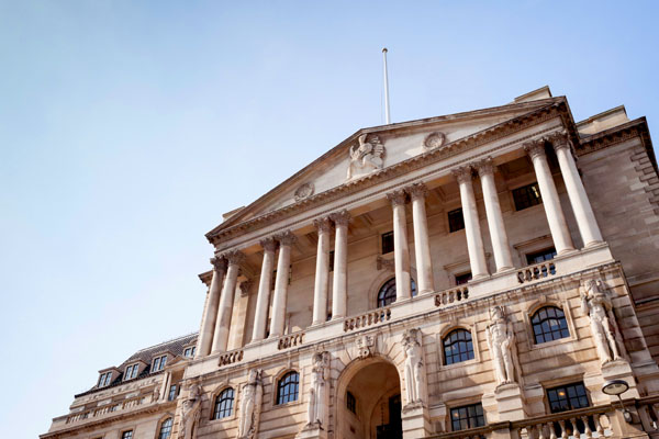 The Bank of England building in London, England